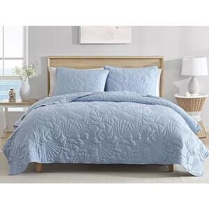 Caribbean Joe Solid Shell Outline Quilt Set Twin Size